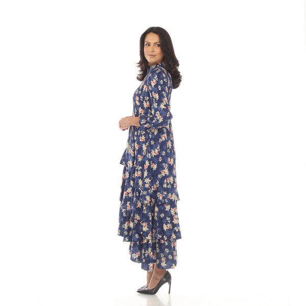 Long Sleeve Multi Layer Dress - DR1098 Blue Print